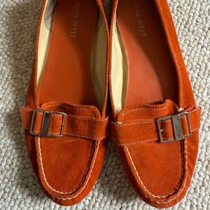 Nine West Vibrant Orange Suede Flats